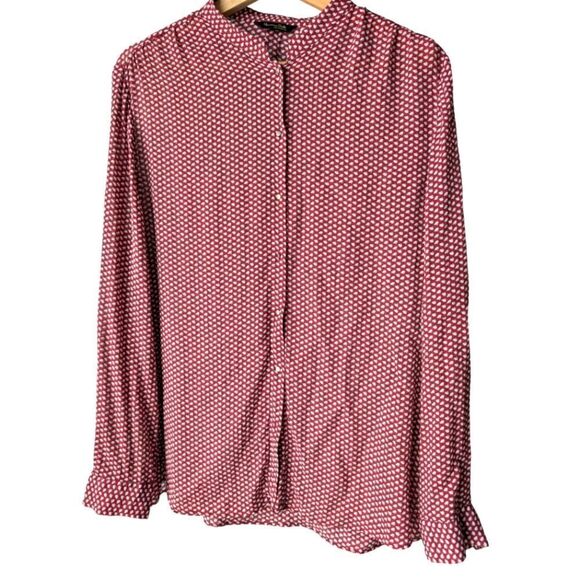 Massimo Dutti silk blend burgundy shirt size Large - Picture 3 of 15
